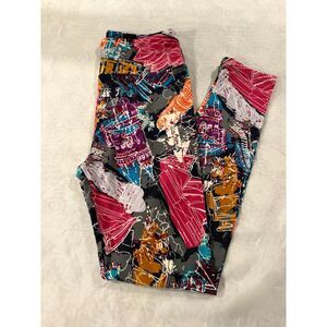 LuLaRoe One Size Leggings Eiffel Tower Paris Print Multicolor OS Buttery Soft